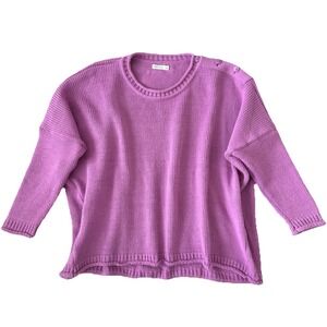 Mersea Purple Knit Sweater Womens One Size Button Shoulder 3/4 Sleeve Oversized